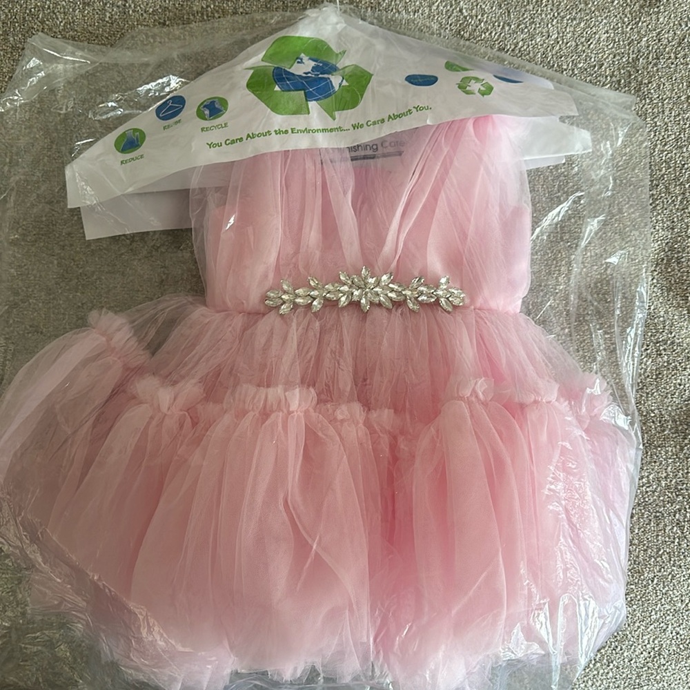 Pink tutu dress with rhinestones size toddler 3